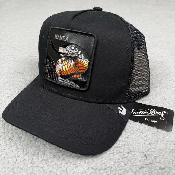 Goorin Bros Other - Goorin Bros The Farm Hat Cap Snap Back Black Mamba Snake Patch Mesh Trucker NWT